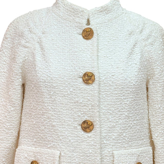Chanel Ivory Bouclé Tweed Gold Button Jacket