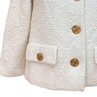 Chanel Ivory Bouclé Tweed Gold Button Jacket