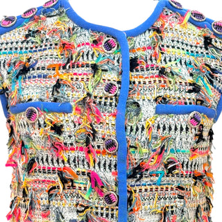 Chanel Multicolour Fringed Tweed Sleeveless Vest Jacket