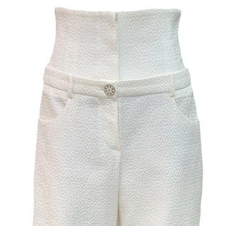 Chanel Ivory High-Waisted Wide-Leg Trousers