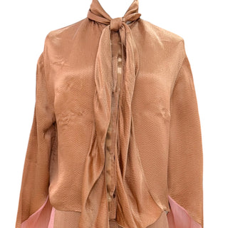 Valentino Blush Caramel Pussybow Blouse & Wide-Leg Trouser Set