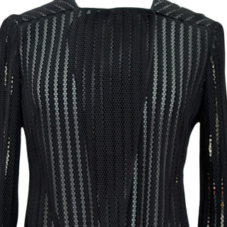 Christian Dior Black Sheer Mesh Stripe Longline Cardigan