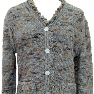 Chanel Gray Fantasy Tweed Knit Cardigan