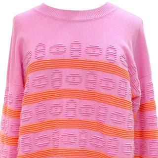 Hermès Pink & Coral Orange H Lift Intarsia Cashmere Sweater