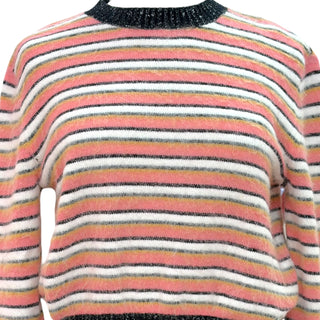 Chanel Pink Striped Alpaca-Blend Metallic Knit Sweater