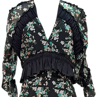 Christian Dior Black Floral Ruffle Maxi Dress