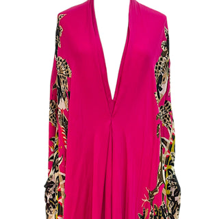 Roberto Cavalli Fuchsia Printed Halterneck Maxi Kaftan Dress