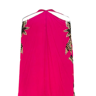 Roberto Cavalli Fuchsia Printed Halterneck Maxi Kaftan Dress