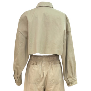 Prada Beige Cotton Cropped Jacket & Wide-Leg Trouser Co-Ord Set