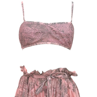 Christian Dior Blush Pink Toile de Jouy Print Bandeau Top & Maxi Skirt Co-Ord Set