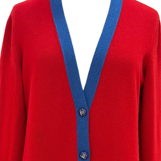 Chanel Red Cashmere Blend CC Button Longline Cardigan