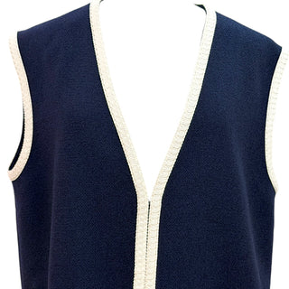 Gucci Navy Interlocking G Contrast Trim Knit Vest