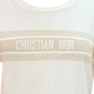 Christian Dior Logo Band White Cotton Blend T-Shirt