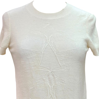 Hermès H Motif Fine Knit Short Sleeve Sweater Cream