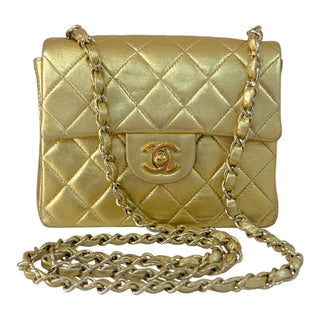 Chanel Mini Classic Flap Bag Metallic Gold Lambskin Gold Hardware