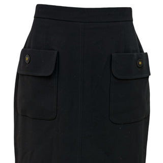 Chanel Black Cargo Pocket Midi Skirt