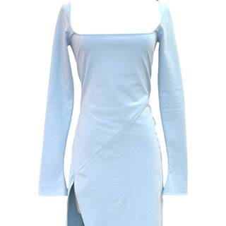 The Attico Sky Blue Asymmetric Long Sleeve Maxi Dress – IT 40