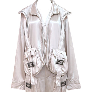 Fendi Satin Utility Jumpsuit in Blush Pink
