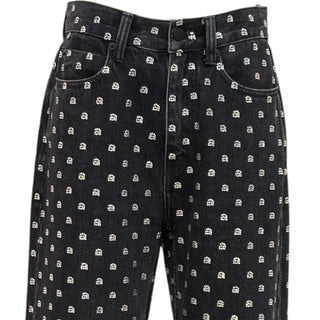 Alexander Wang Crystal Logo Wide-Leg Jeans