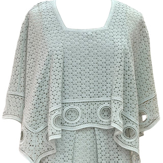 Chloé Faded Mint Guipure Lace Cape Sleeve Dress