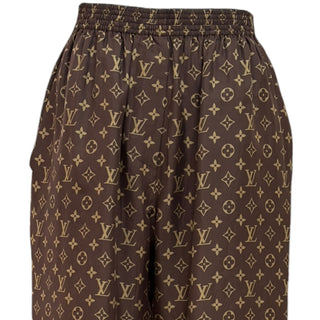 Louis Vuitton Brown Monogram Silk Wide-Leg Trousers