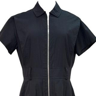 Hermès Black Cotton Zip-Front Shirt Dress