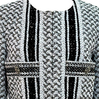 Chanel Black & White Tweed Cropped Jacket Size 36