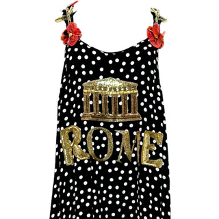 Dolce & Gabbana Polka Dot Silk Rome Embellished Maxi Dress