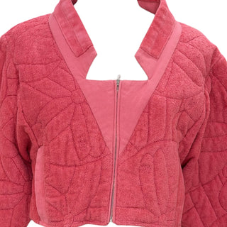Chanel Pink Quilted Terry Cloth Cropped Jacket