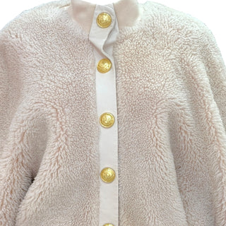 Balmain Cream Shearling Bomber Jacket