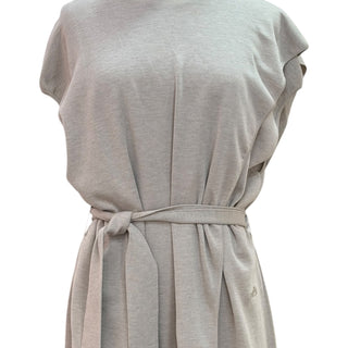 Hermès Beige Silk & Cashmere Belted Knit Midi Dress