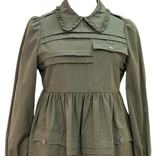 Miu Miu Olive Cotton Poplin Mini Dress