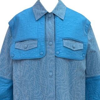 Fendi Sky Blue FF Motif Quilted Overshirt Jacket