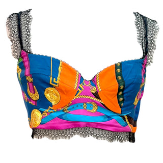 Versace Baroque Print Silk Crop Top & Shorts Co-Ord Set
