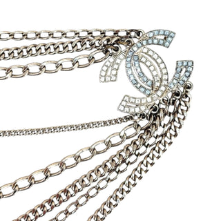 Chanel Crystal CC Multi-Chain Silver Tone Necklace/Belt