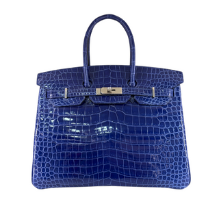 Hermès Birkin 35 Blue Exotic Leather Palladium Hardware