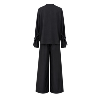 Prada Black Re-Nylon Long Sleeve Top & Wide-Leg Trousers Set