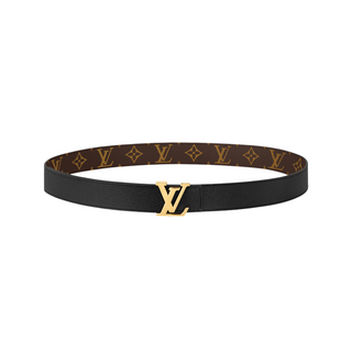 Louis Vuitton LV Initiales Monogram Canvas Belt Gold Buckle