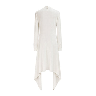 Alexander McQueen Ivory Cashmere Ribbed Asymmetric Dress Size S