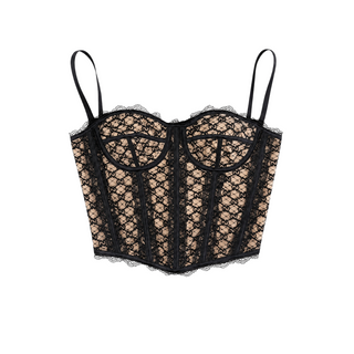 Gucci Black GG Lace Corset Bustier Top Size Xs