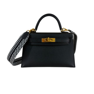 Hermès Mini Kelly II Black Epsom Leather Bag with Gold Hardware