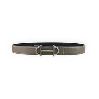Hermès Etoupe Epsom Leather Reversible H Buckle Belt Palladium Hardware