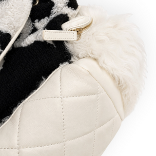 Chanel Black & White Knit Wool and Shearling Fall 2019 Backpack