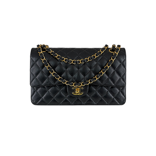 Chanel Black Medium Quilted Lambskin Classic Double Flap Bag GHW
