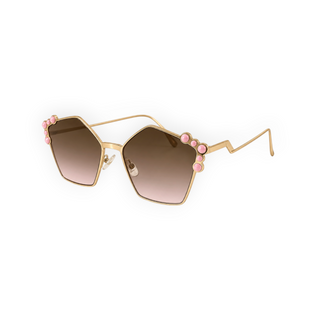 Fendi Rose Gold Geometric Pink Bead Gradient FF0261/S Sunglasses