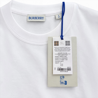 Burberry White Nola Check Detail Cotton T-Shirt Size S