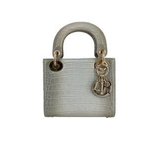 Christian Dior Gradient Grey Crocodile Mini Lady Dior Bag
