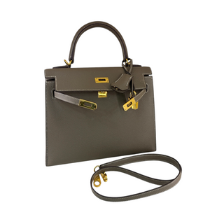 Hermès Etoupe Epsom Leather Kelly 25 Sellier Gold Hardware Bag