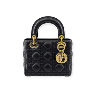 Christian Dior Black Cannage Quilted Leather Mini Lady Dior Bag Gold Hardware