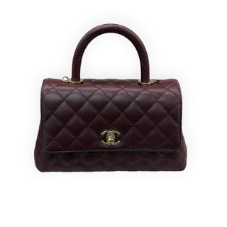 Chanel Burgundy Coco Handle Small Quilted Leather Top Handle Bag